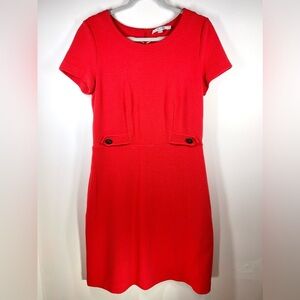 Boden Dress Women’s‎ Size 10 Red Ribbed Button Front Midi